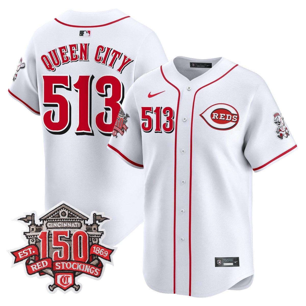 Men's Cincinnati Reds 150th Anniversary Patch Vapor Premier Limited Jersey - All Stitched