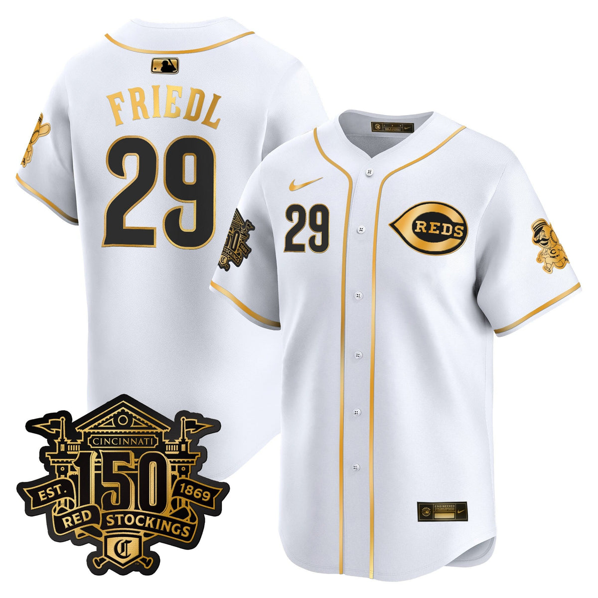 Men's Cincinnati Reds 150th Anniversary Patch Vapor Premier Limited Jersey - All Stitched