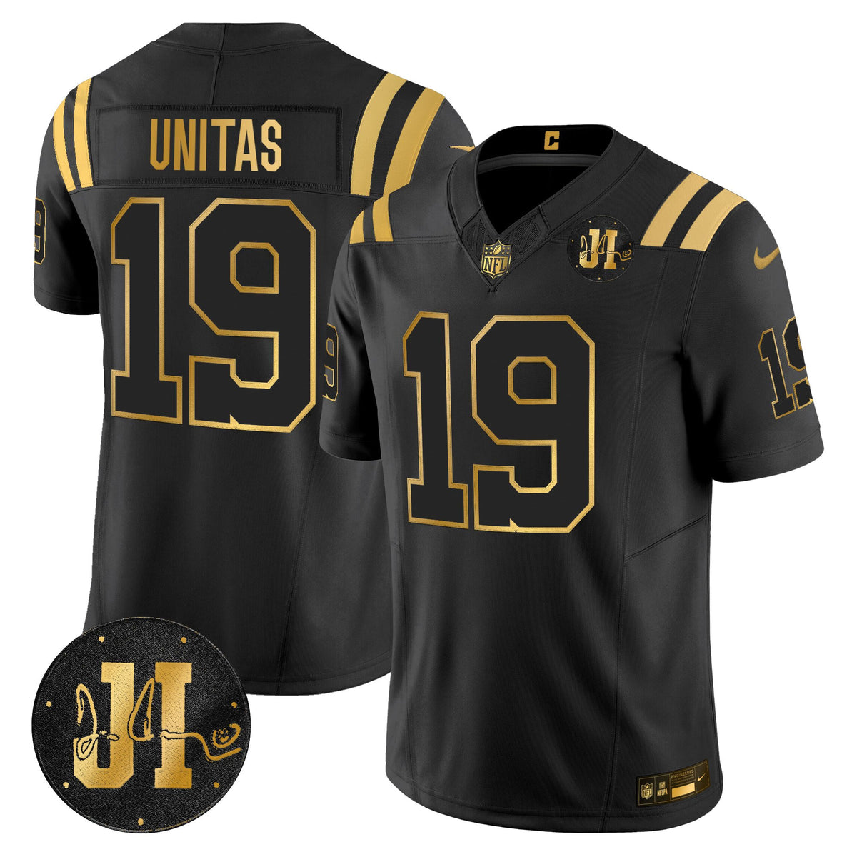 Men's Indianapolis Colts 2025 Jim Irsay Patch Gold Vapor Limited Jersey - All Stitched