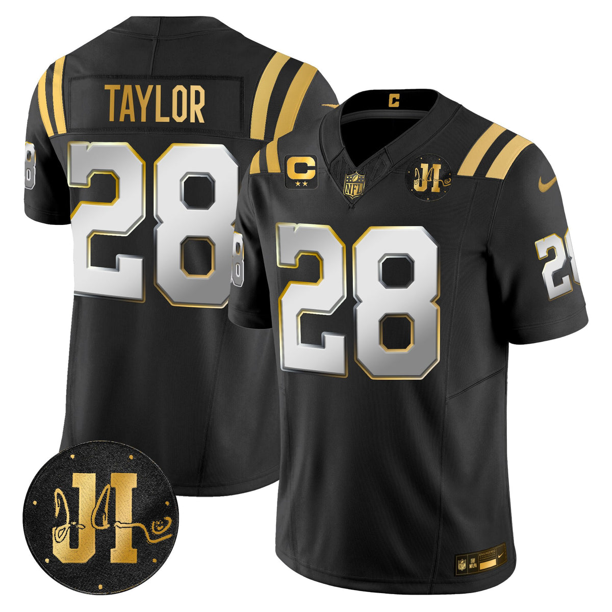 Men's Indianapolis Colts 2025 Jim Irsay Patch Gold Vapor Limited Jersey - All Stitched