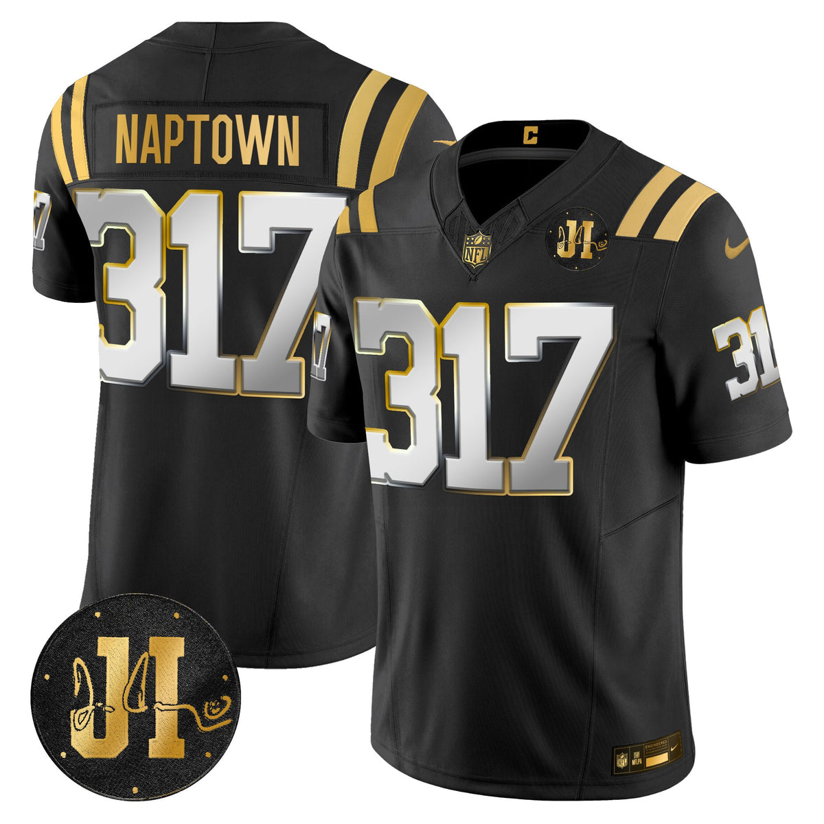 Men's Indianapolis Colts 2025 Jim Irsay Patch Gold Vapor Limited Jersey - All Stitched