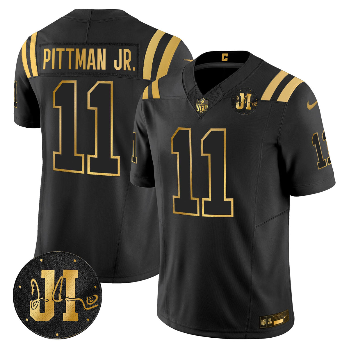 Men's Indianapolis Colts 2025 Jim Irsay Patch Gold Vapor Limited Jersey - All Stitched