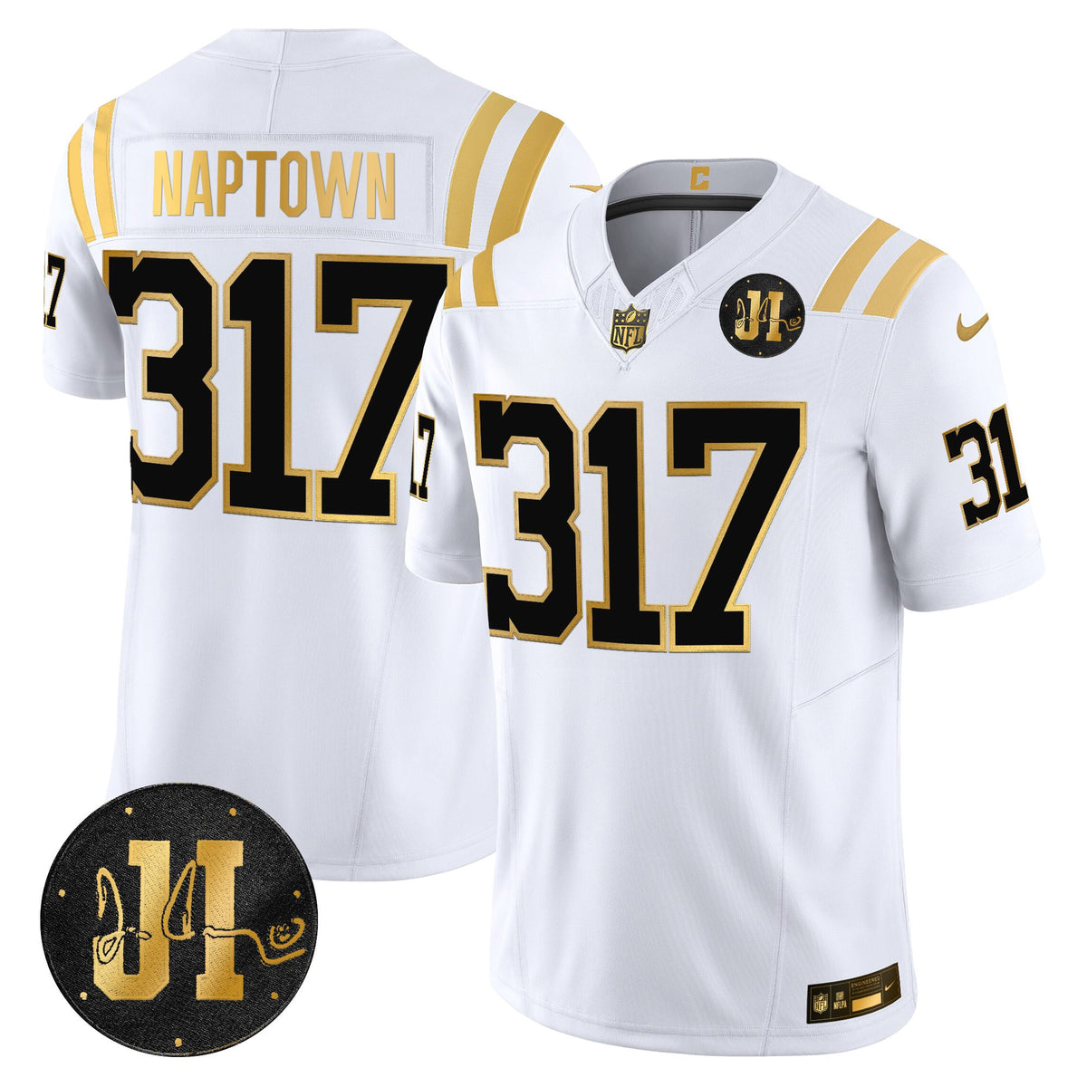 Men's Indianapolis Colts 2025 Jim Irsay Patch Gold Vapor Limited Jersey - All Stitched