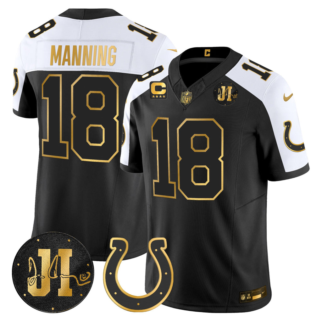 Men's Indianapolis Colts 2025 Jim Irsay Patch Gold Vapor Limited Jersey - All Stitched