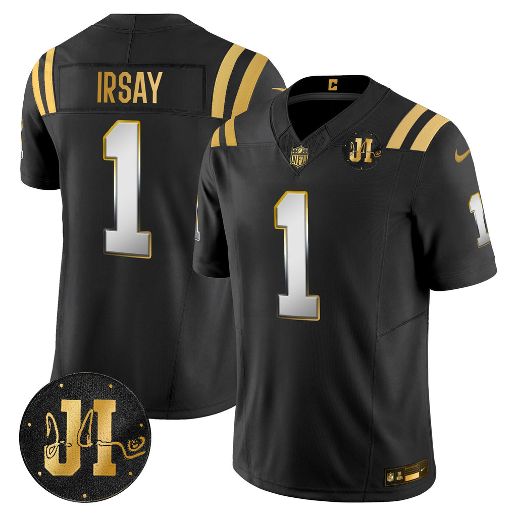 Men's Indianapolis Colts 2025 Jim Irsay Patch Gold Vapor Limited Jersey - All Stitched