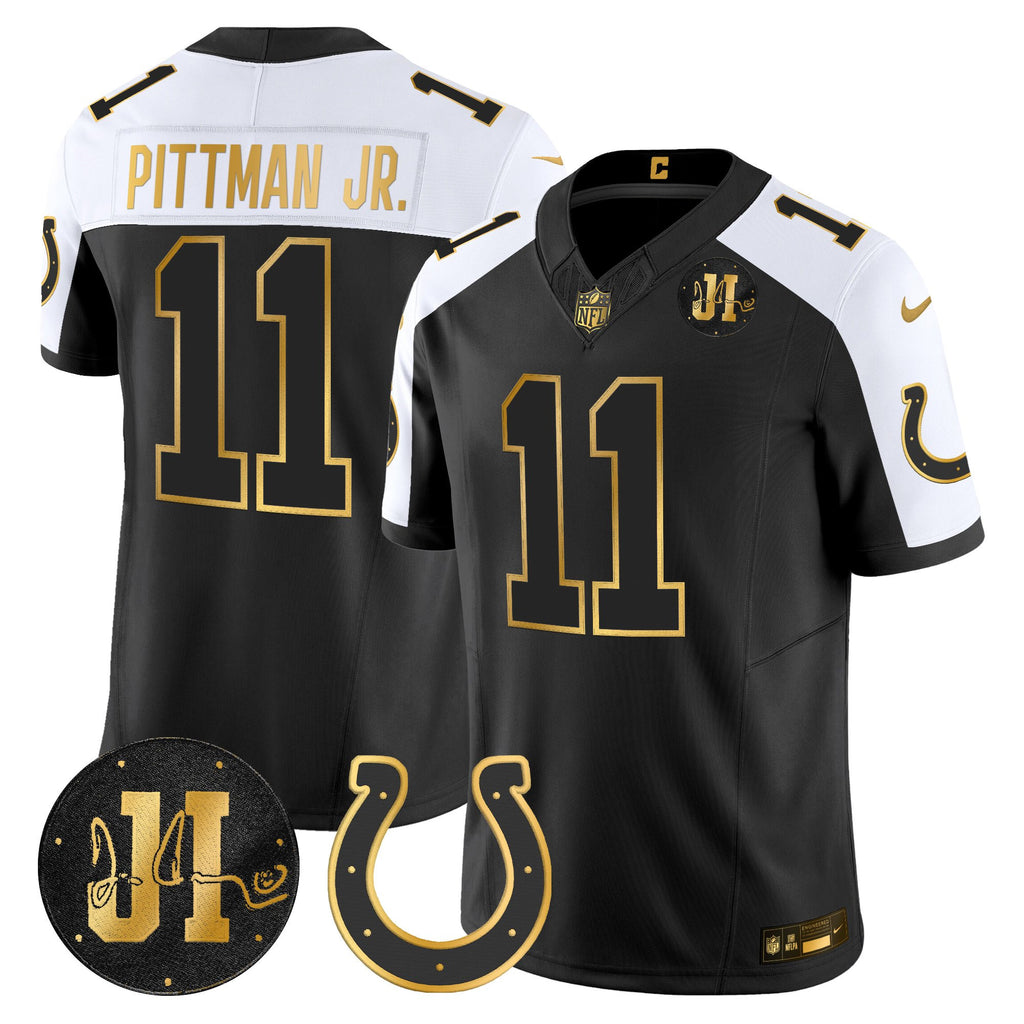 Men's Indianapolis Colts 2025 Jim Irsay Patch Gold Vapor Limited Jersey - All Stitched