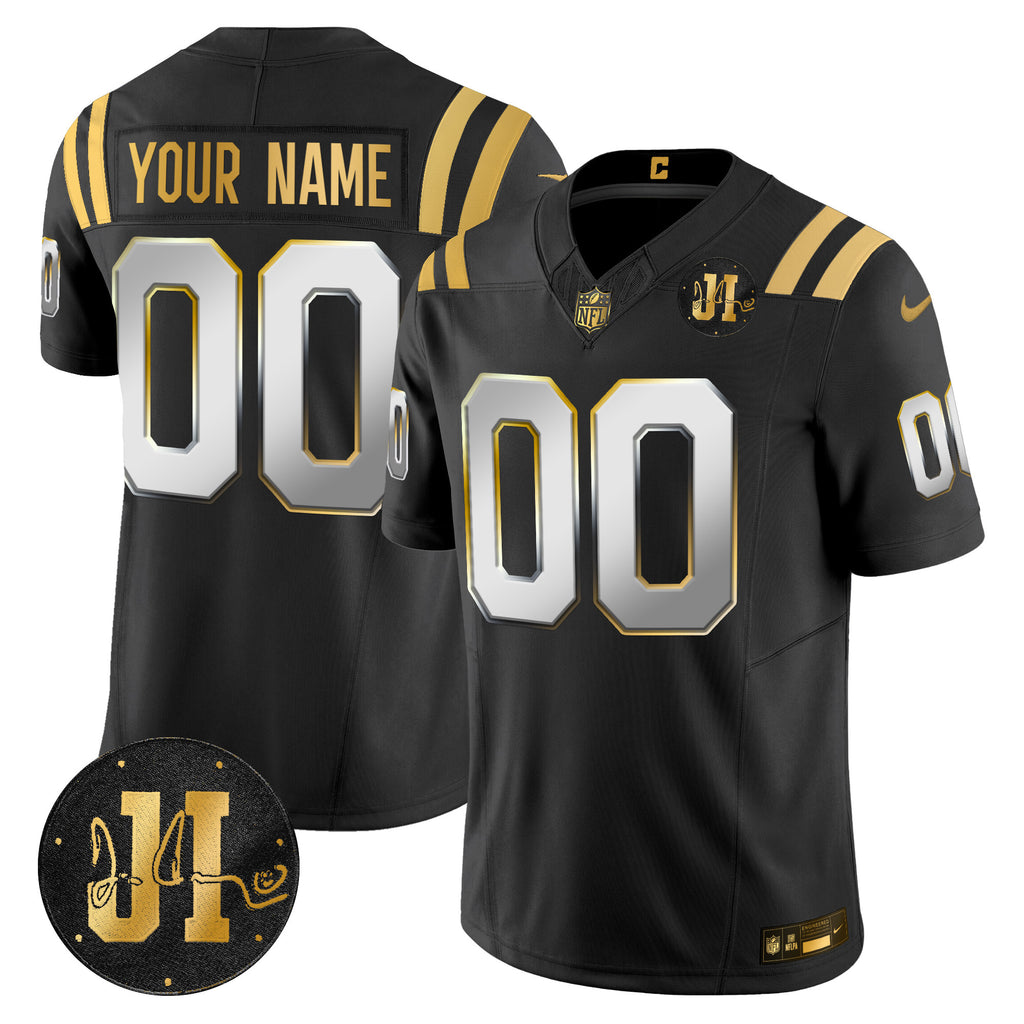 Indianapolis Colts 2025 Jim Irsay Patch Gold Vapor Limited Custom Jersey - All Stitched
