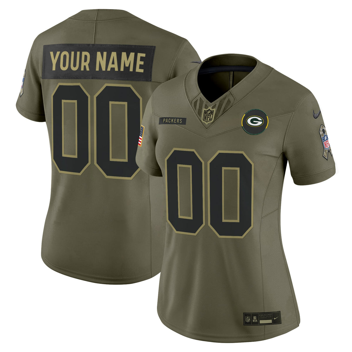 Green Bay Packers 2025 Salute to Service Vapor Limited Custom Jersey - All Stitched