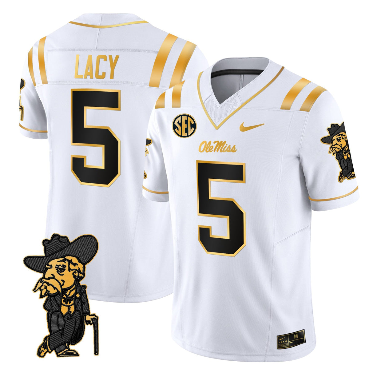 Men's Ole Miss Rebels 2025 Gold Vapor Limited Jersey - All Stitched