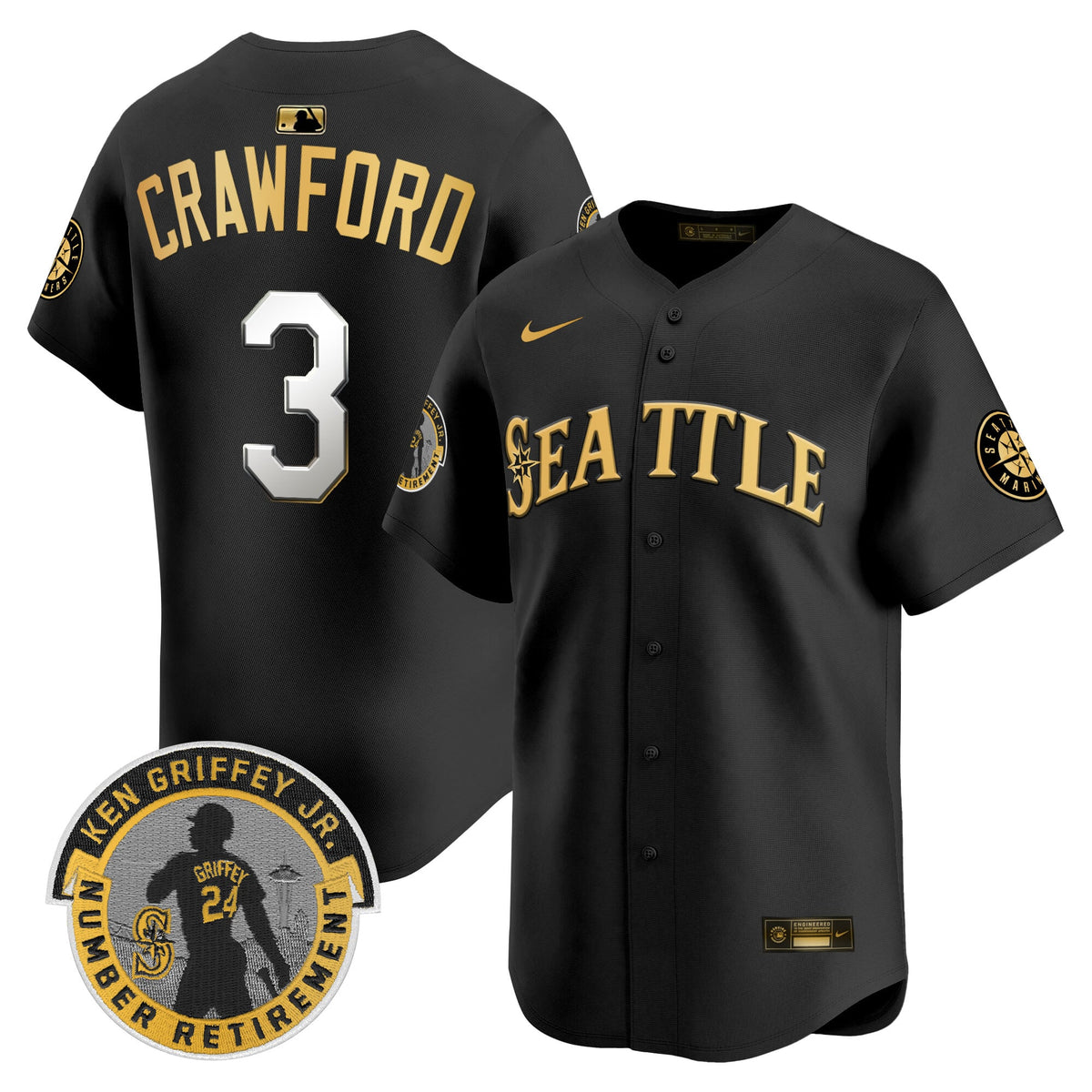 Men's Seattle Mariners 2025 Ken Griffey Jr. Patch Vapor Premier Limited Jersey - All Stitched