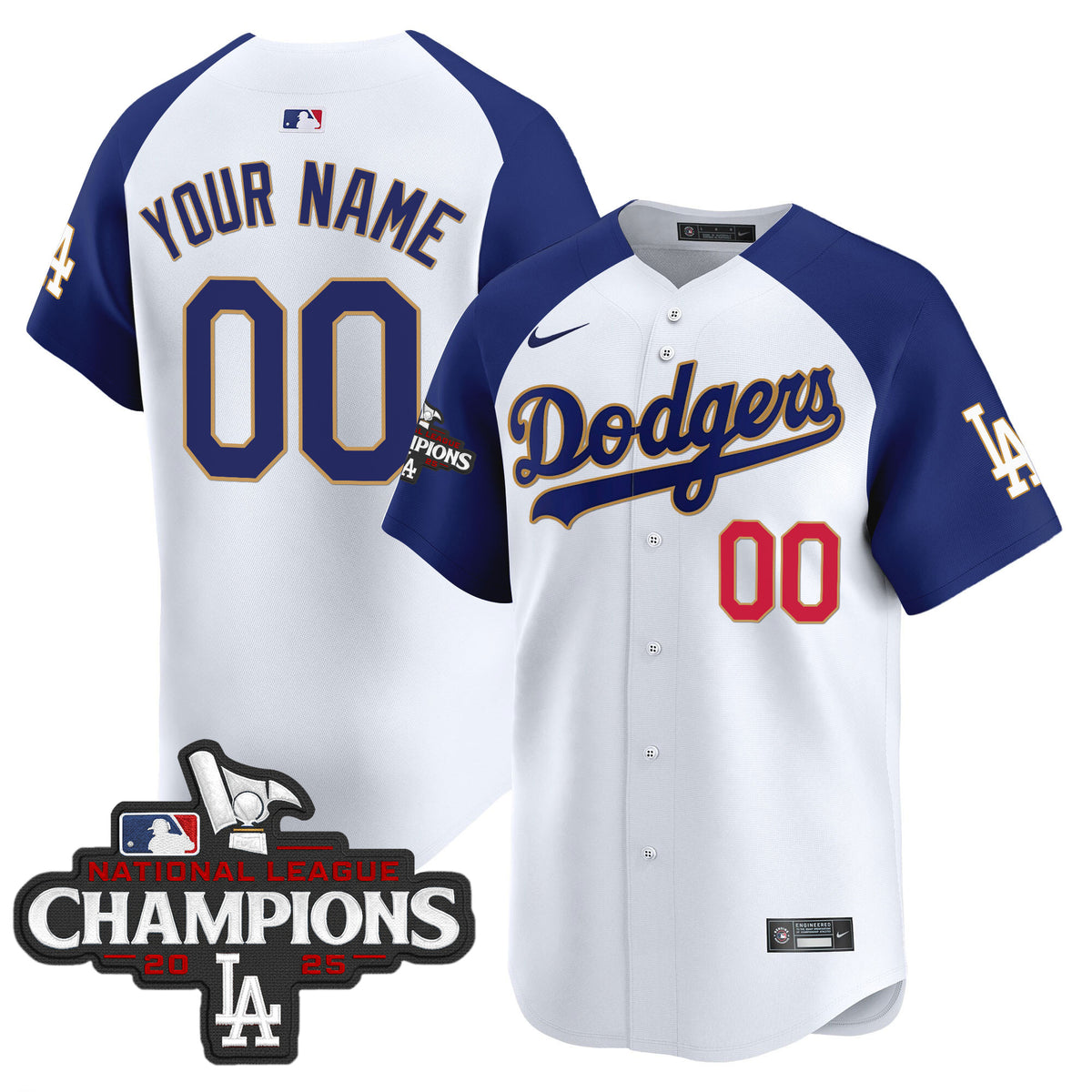 Dodgers 2025 National League Champions Vapor Premier Limited Custom Jersey - All Stitched