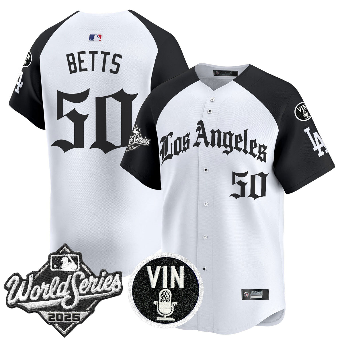 Men's Dodgers 2025 World Series Vapor Premier Limited Jersey - LA Gothic Edition - All Stitched