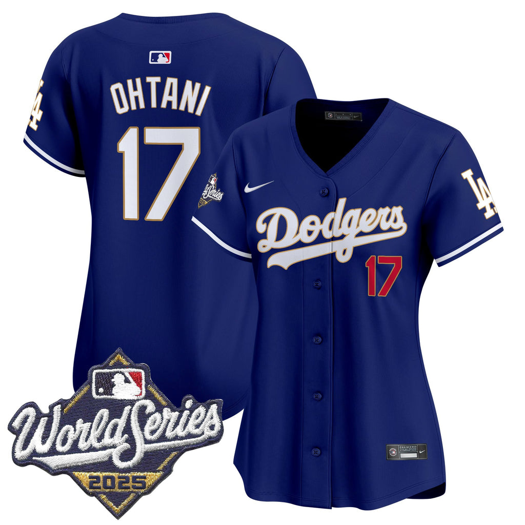 Women's Dodgers 2025 World Series Gold Trim Vapor Premier Limited Jersey - All Stitched