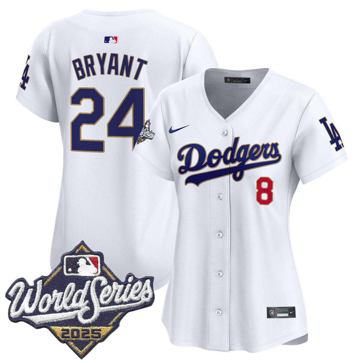 Women's Dodgers 2025 World Series Gold Trim Vapor Premier Limited Jersey - All Stitched