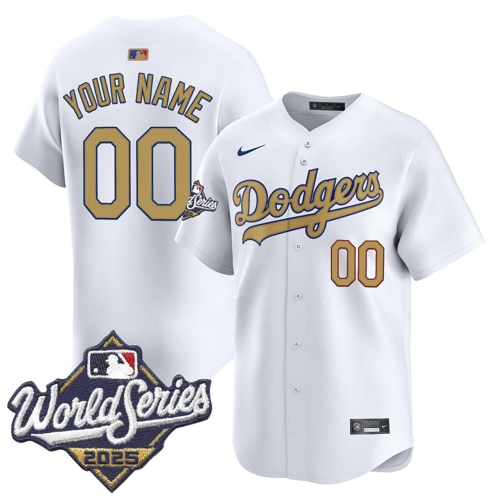 Dodgers 2025 World Series Gold Vapor Premier Limited Custom Jersey - All Stitched