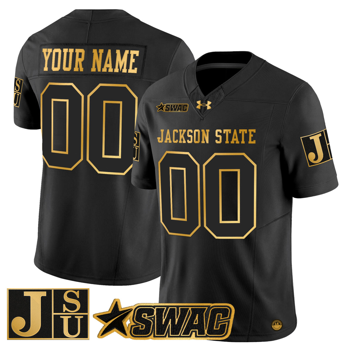 Jackson State Tigers 2025 Gold Vapor Limited Custom Jersey - All Stitched