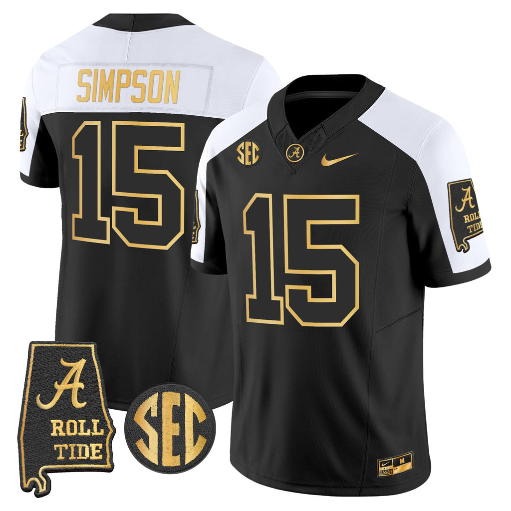 Men's Alabama Crimson Tide 2025 Gold Vapor Limited Jersey - Alabama Map - All Stitched