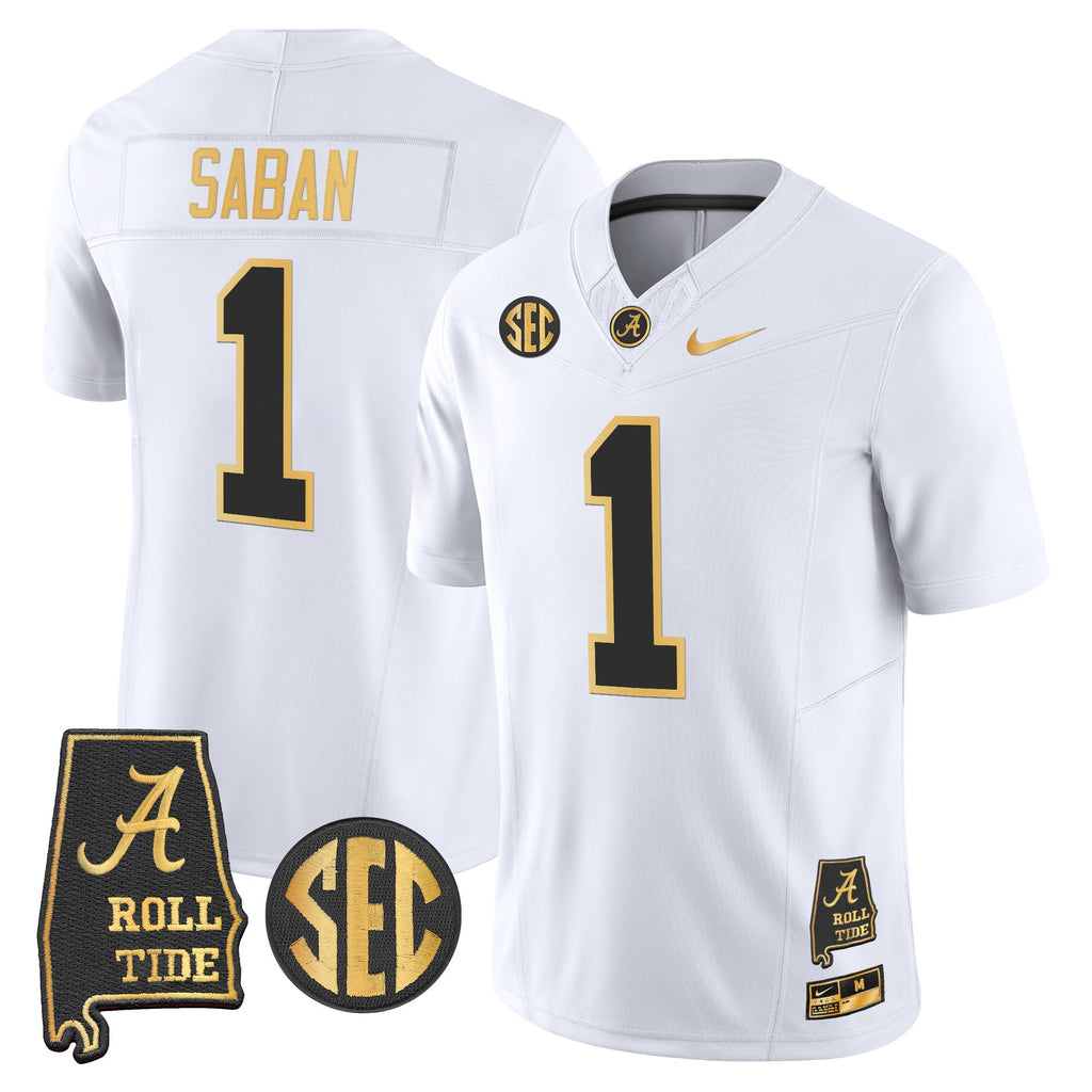Men's Alabama Crimson Tide 2025 Gold Vapor Limited Jersey - Alabama Map - All Stitched