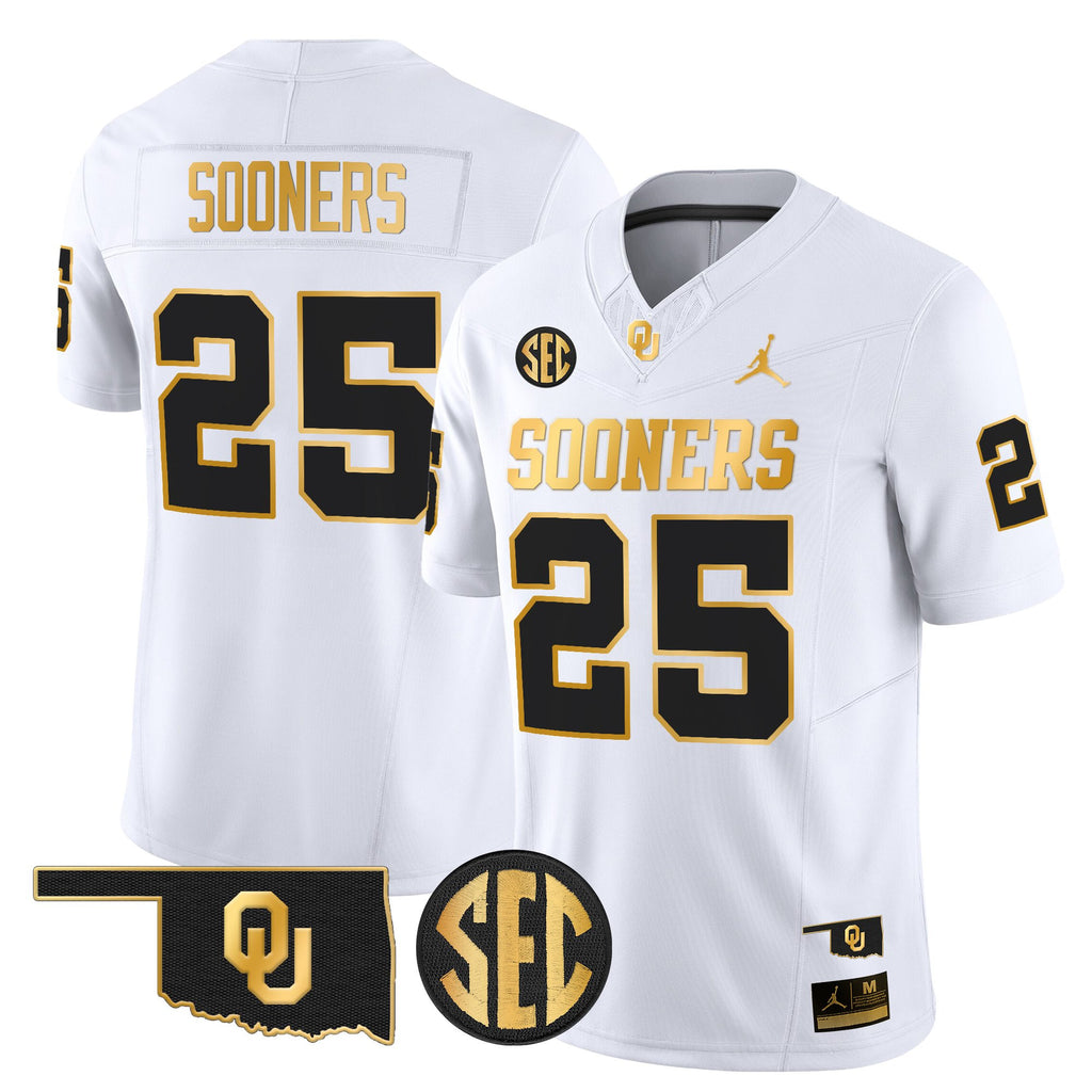 Men's Oklahoma Sooners 2025 Gold Vapor Limited Jersey - All Stitched