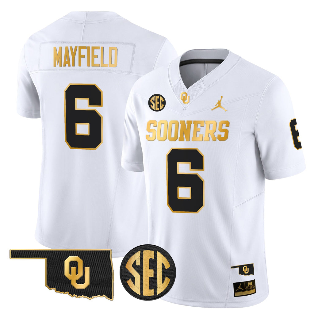 Men's Oklahoma Sooners 2025 Gold Vapor Limited Jersey - All Stitched