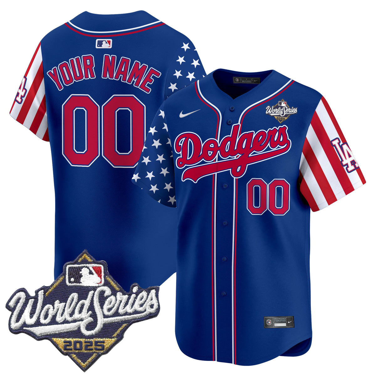 Dodgers 2025 World Series Vapor Premier Limited Custom Jersey - American Style - All Stitched