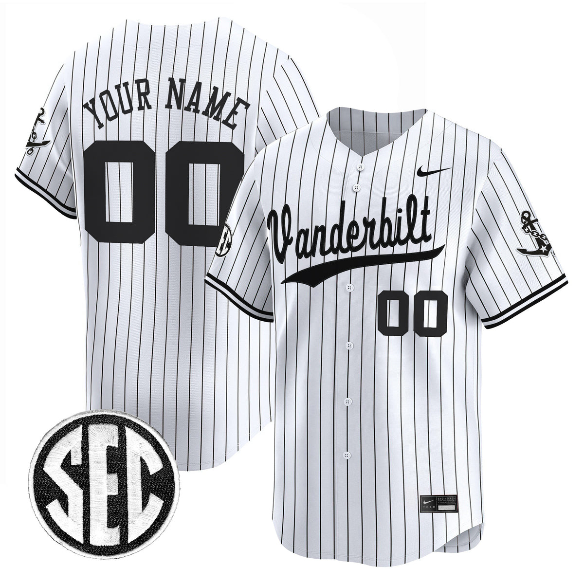 Vanderbilt Commodores 2025 Vapor Baseball Custom Jersey - All Stitched