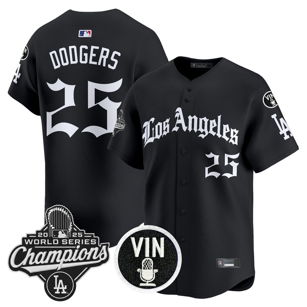 Men's Dodgers 2025 World Series Champions Vapor Premier Limited Jersey - LA Gothic Edition - All Stitched