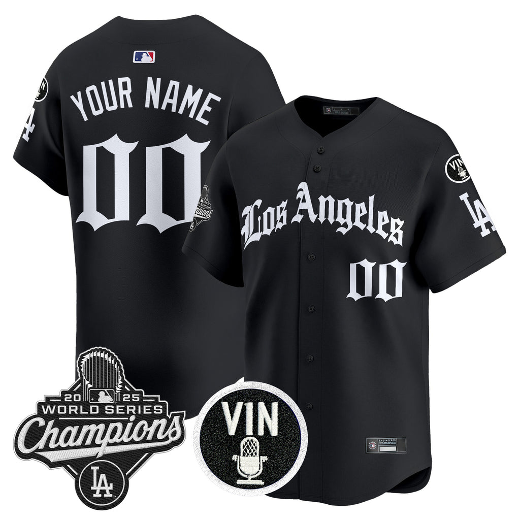 Dodgers 2025 World Series Champions Vapor Premier Limited Custom Jersey - LA Gothic Edition - All Stitched