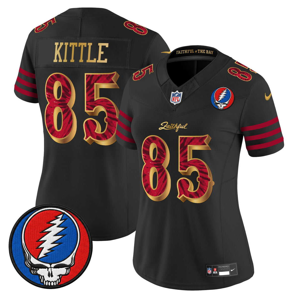 Women's San Francisco 49ers x Grateful Dead Rivalries Vapor Limited Jersey - Rivalries Edition - All Stitched