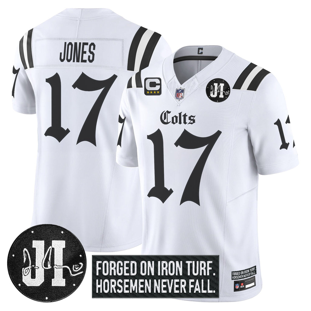 Men's Indianapolis Colts 2025 'Gothic Iron Hoof Edition' Vapor Limited Jersey - Jim Irsay Patch - All Stitched