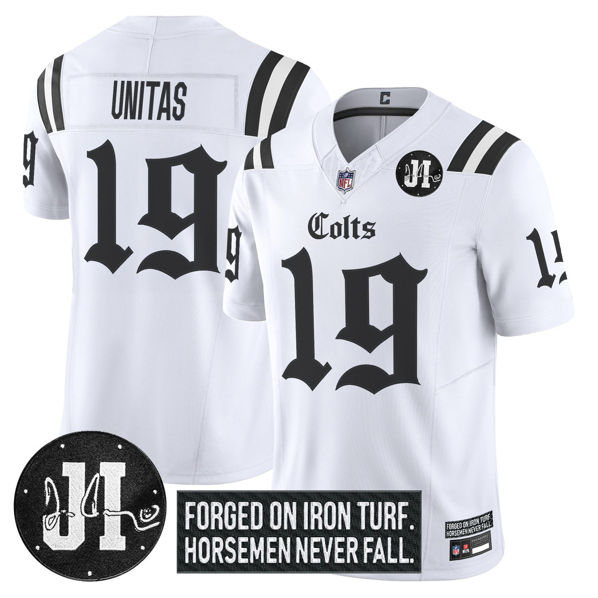 Men's Indianapolis Colts 2025 'Gothic Iron Hoof Edition' Vapor Limited Jersey - Jim Irsay Patch - All Stitched