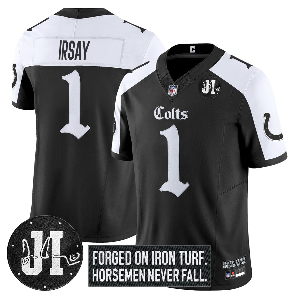 Men's Indianapolis Colts 2025 'Gothic Iron Hoof Edition' Vapor Limited Jersey - Jim Irsay Patch - All Stitched
