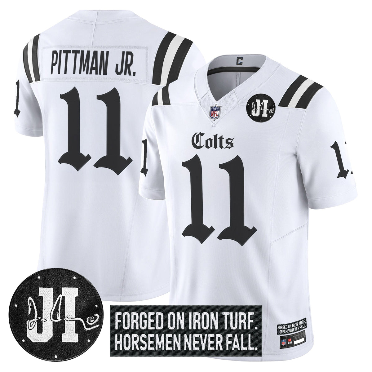 Men's Indianapolis Colts 2025 'Gothic Iron Hoof Edition' Vapor Limited Jersey - Jim Irsay Patch - All Stitched