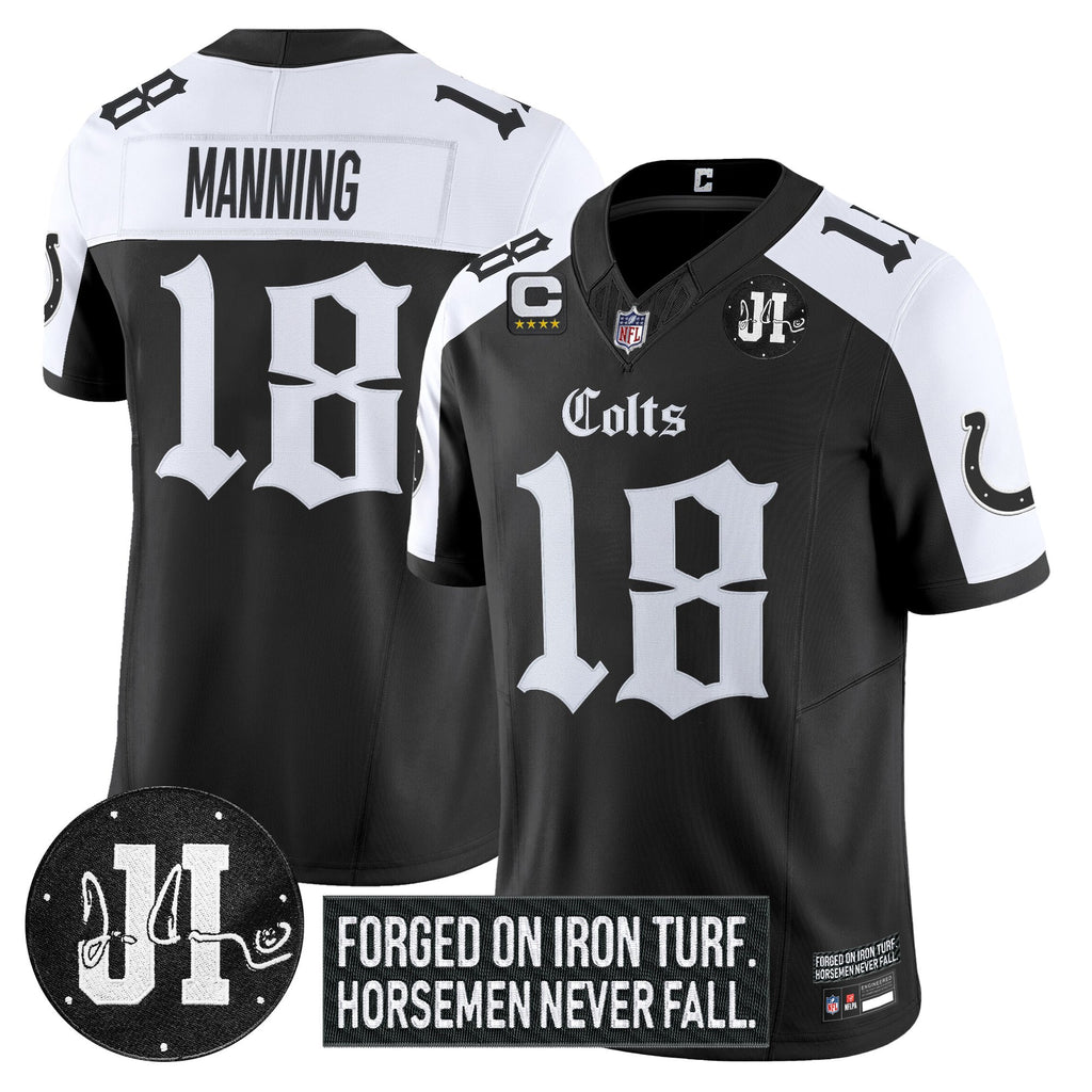 Men's Indianapolis Colts 2025 'Gothic Iron Hoof Edition' Vapor Limited Jersey - Jim Irsay Patch - All Stitched