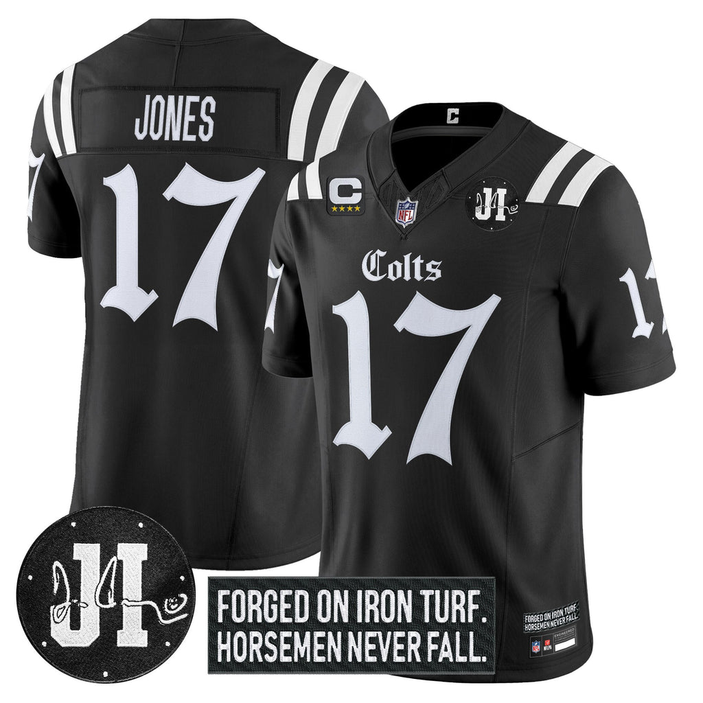 Men's Indianapolis Colts 2025 'Gothic Iron Hoof Edition' Vapor Limited Jersey - Jim Irsay Patch - All Stitched