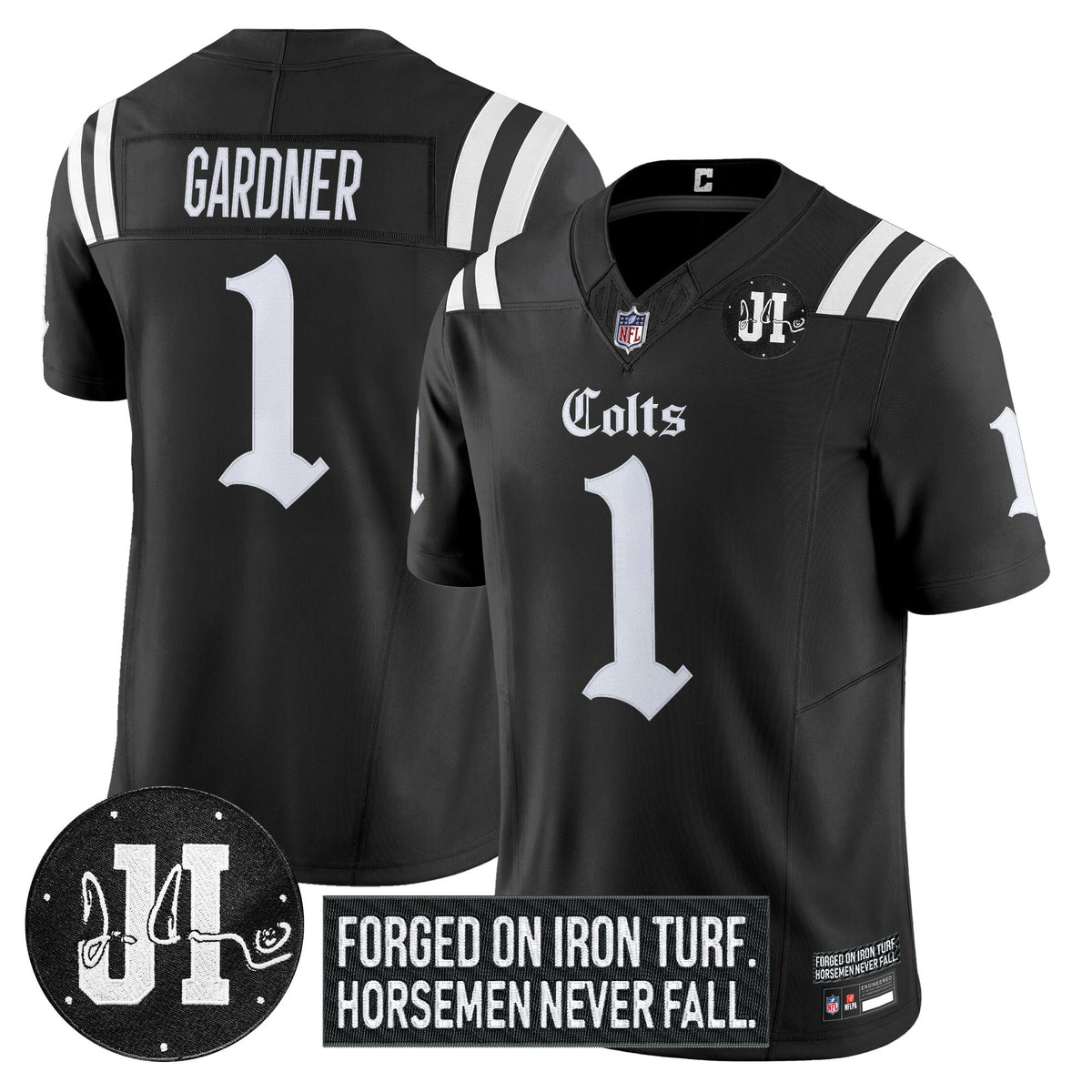 Men's Indianapolis Colts 2025 'Gothic Iron Hoof Edition' Vapor Limited Jersey - Jim Irsay Patch - All Stitched