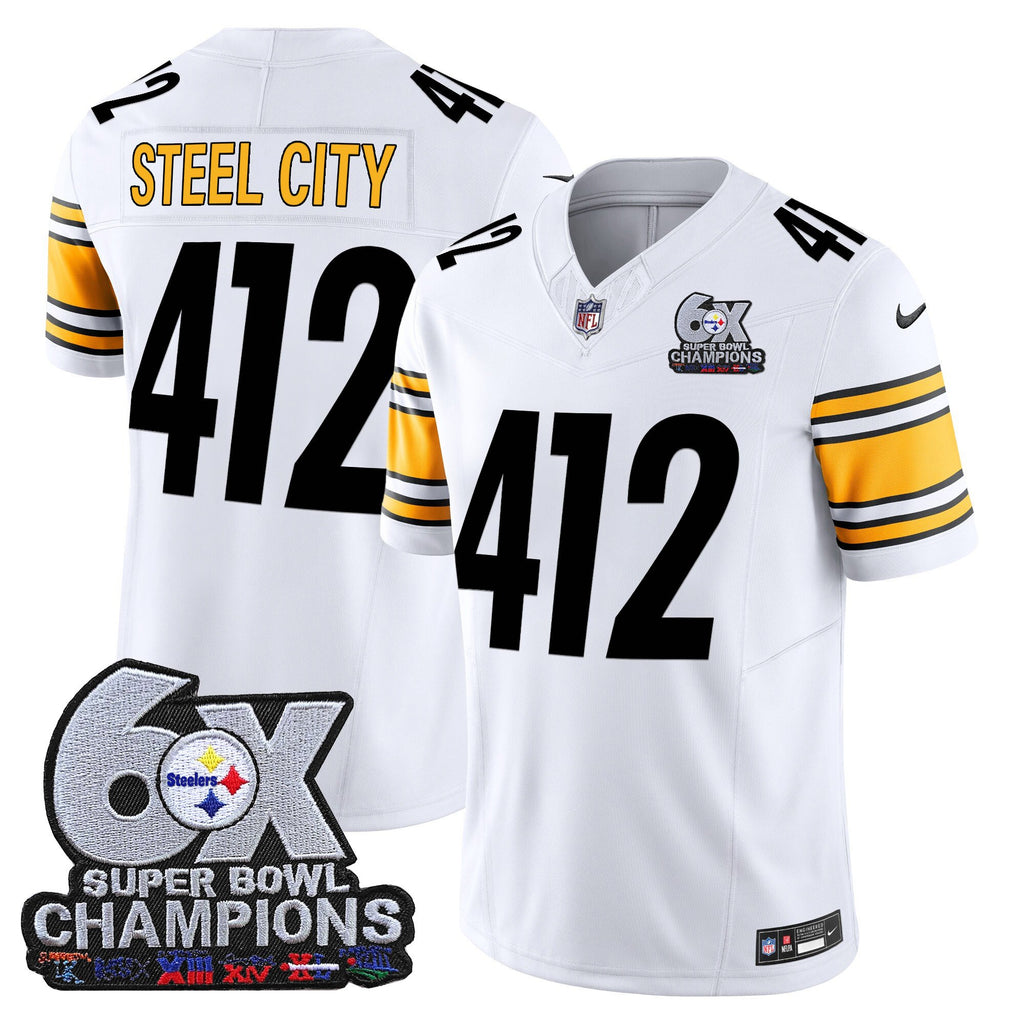 Men's Pittsburgh Steelers 6-Time Champions Patch Vapor Limited Jersey - All Stitched