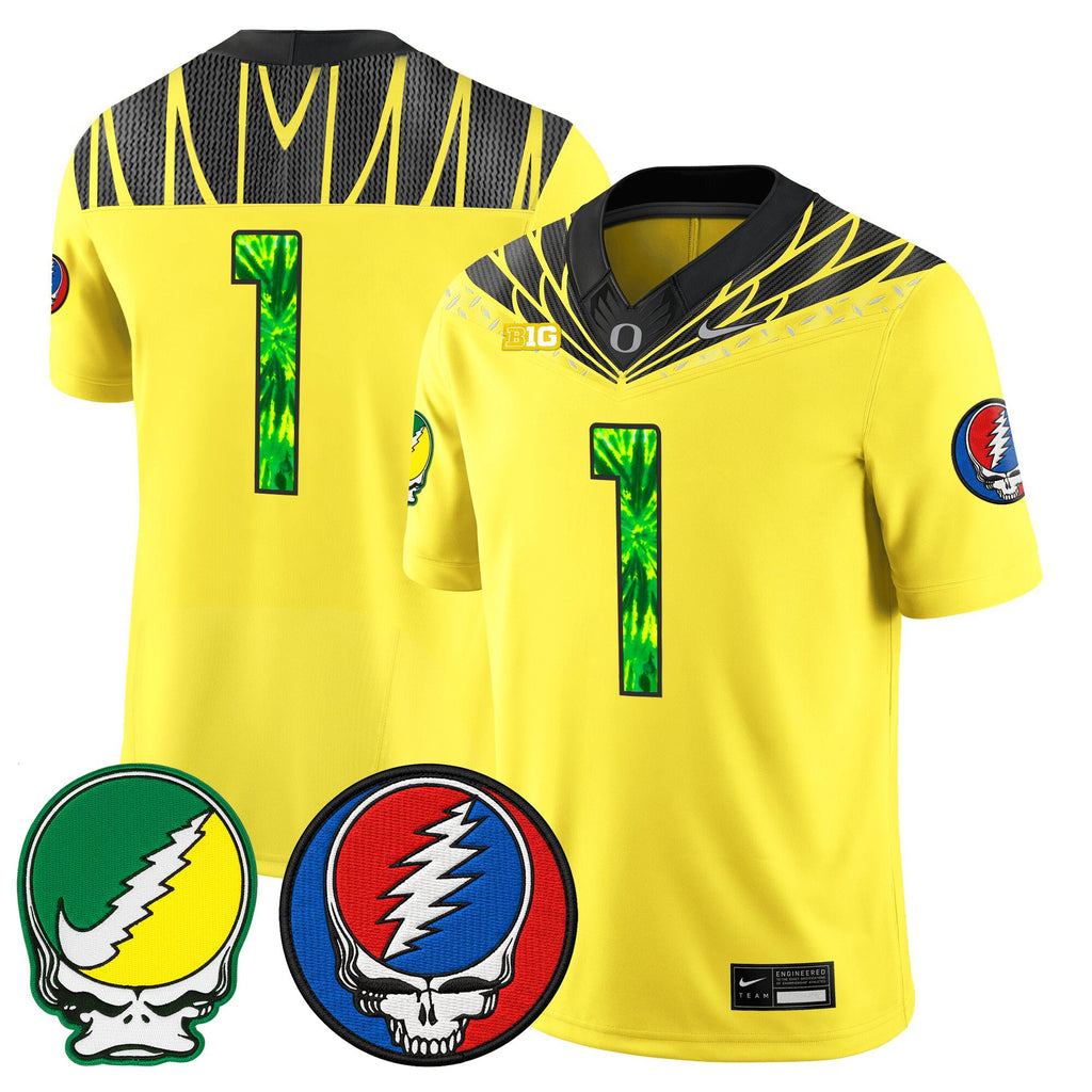 Men's Oregon Ducks 2025 'Grateful Ducks x Grateful Dead' Vapor Limited Jersey - All Stitched