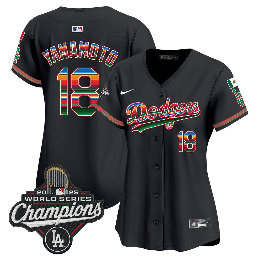 Women's Dodgers Mexico 2025 World Series Champions Vapor Premier Limited Jersey - All Stitched