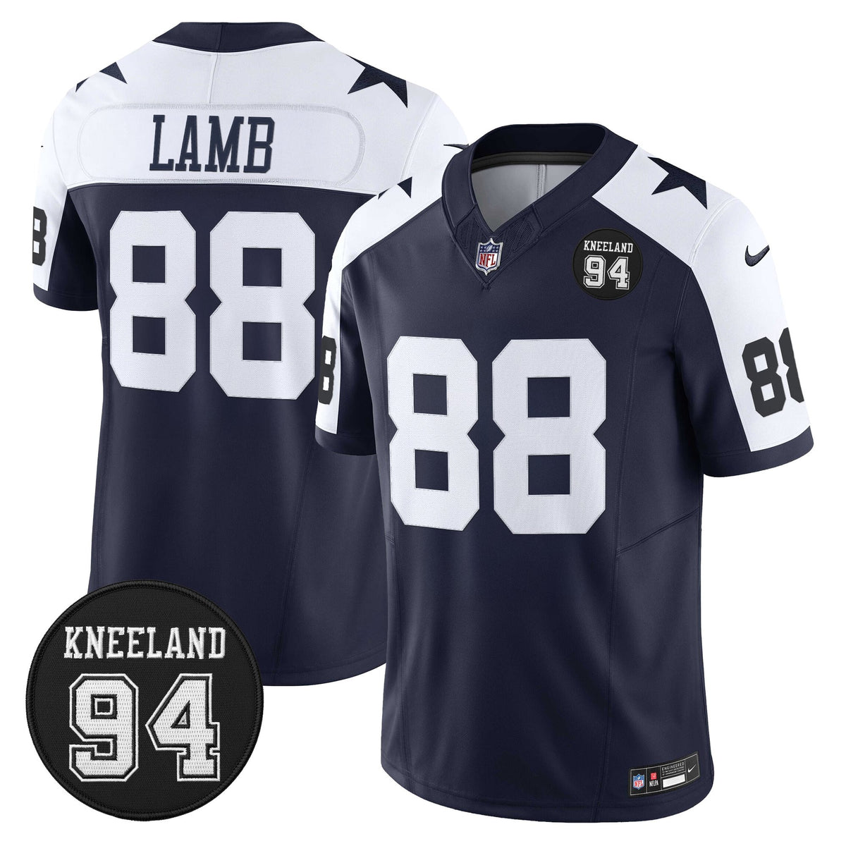 Men's Dallas Cowboys #94 Marshawn Kneeland Memorial Patch Vapor Limited Jersey - All Stitched