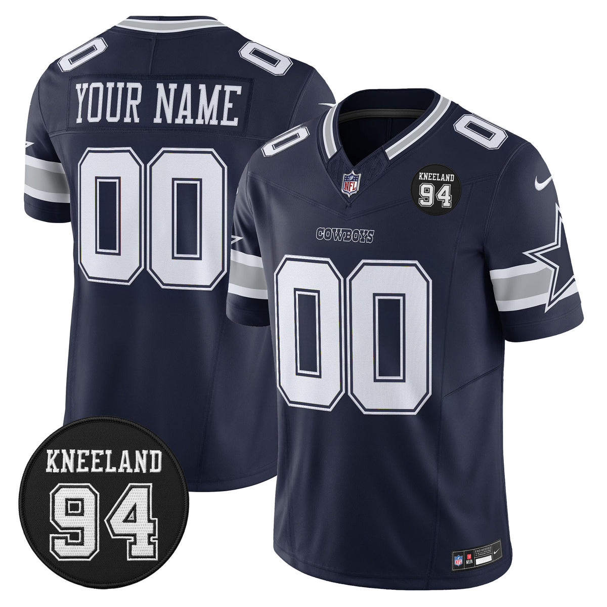 Dallas Cowboys #94 Marshawn Kneeland Memorial Patch Vapor Limited Custom Jersey - All Stitched