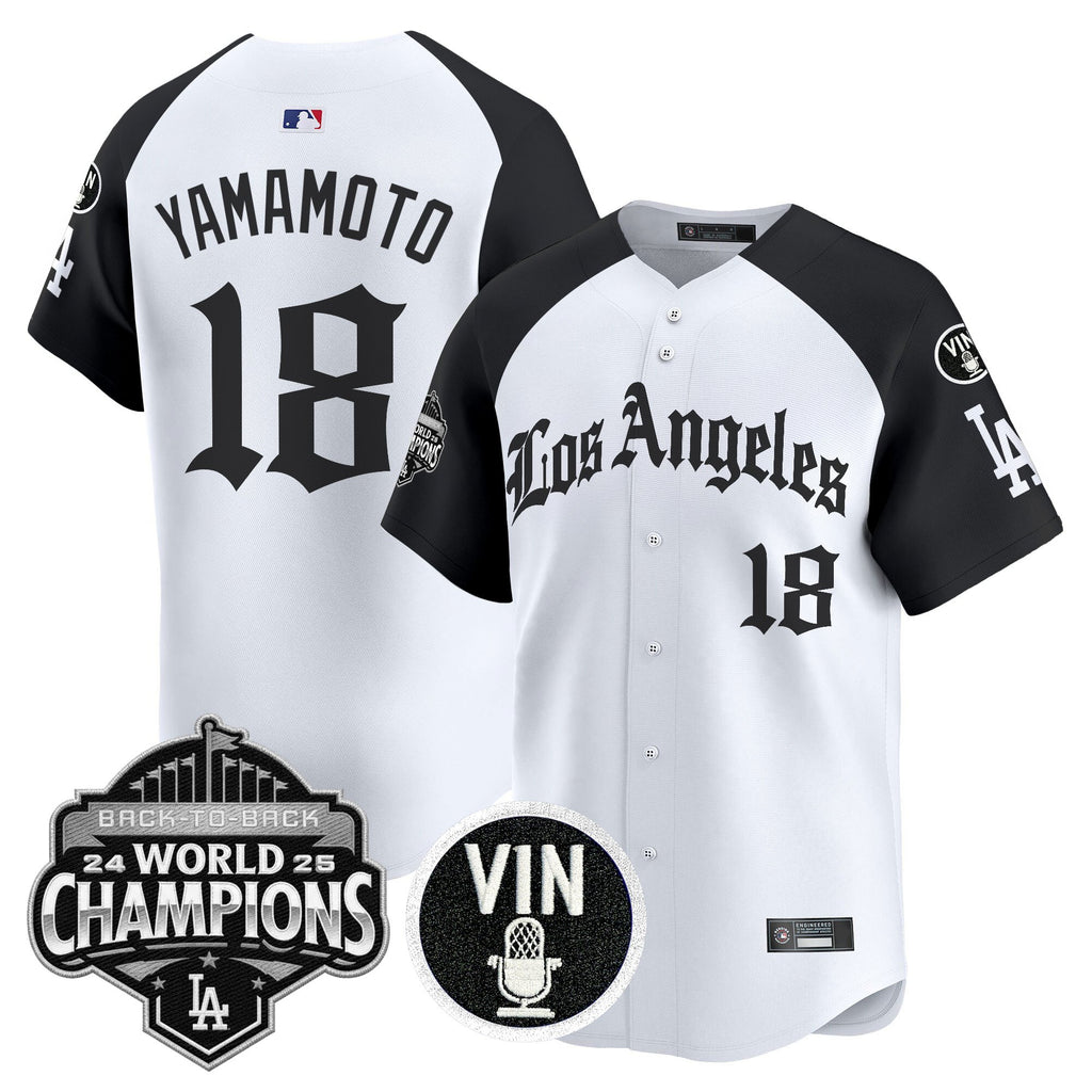 Men's Dodgers 2025 Back-To-Back Champions Vapor Premier Limited Jersey - LA Gothic Edition - All Stitched