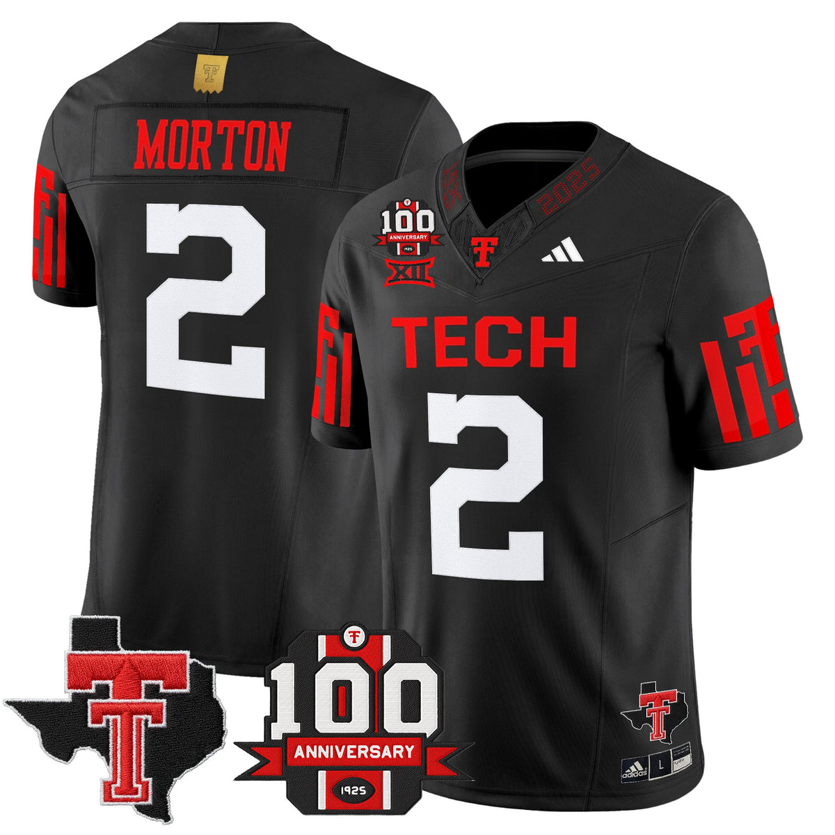 Men's Texas Tech Red Raiders 2025 Vapor Limited Jersey - 100th Anniversary & Texas Patch - All Stitched
