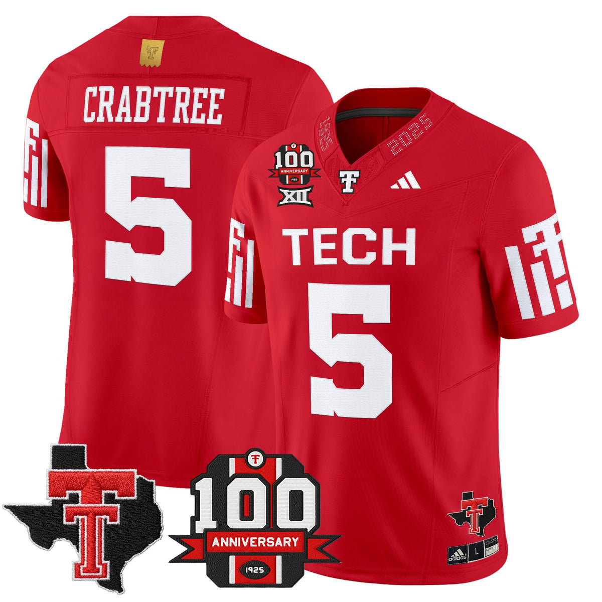 Men's Texas Tech Red Raiders 2025 Vapor Limited Jersey - 100th Anniversary & Texas Patch - All Stitched