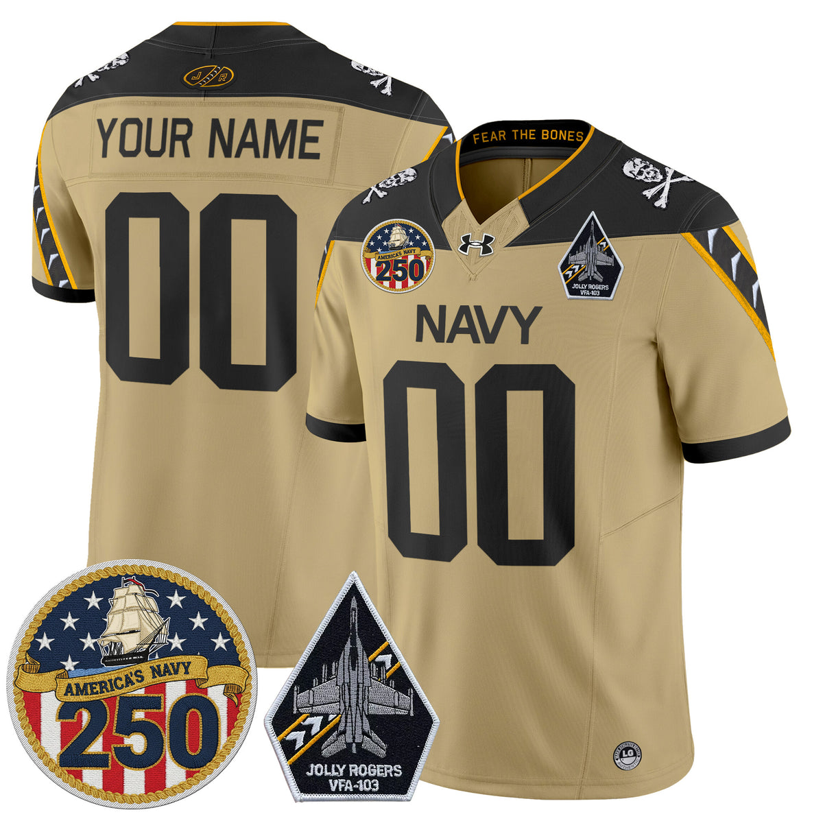 Navy Midshipmen 'Jolly Rogers Edition' Vapor Limited Custom Jersey - 250th Anniversary Patch - All Stitched