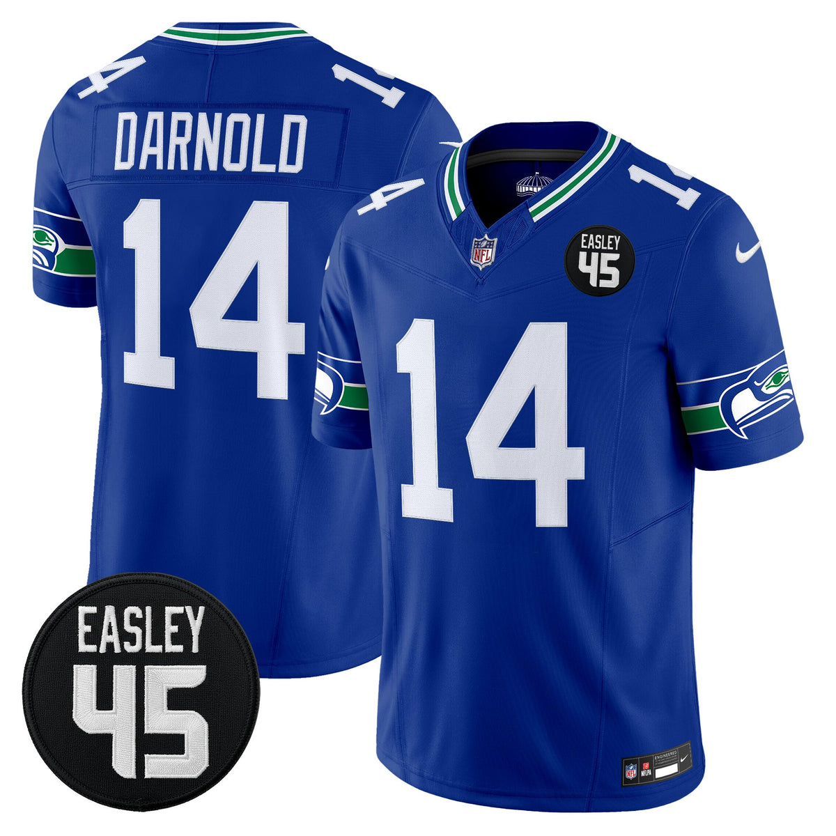 Men's Seattle Seahawks #45 Kenny Easley Memorial Patch Vapor Limited Jersey - All Stitched