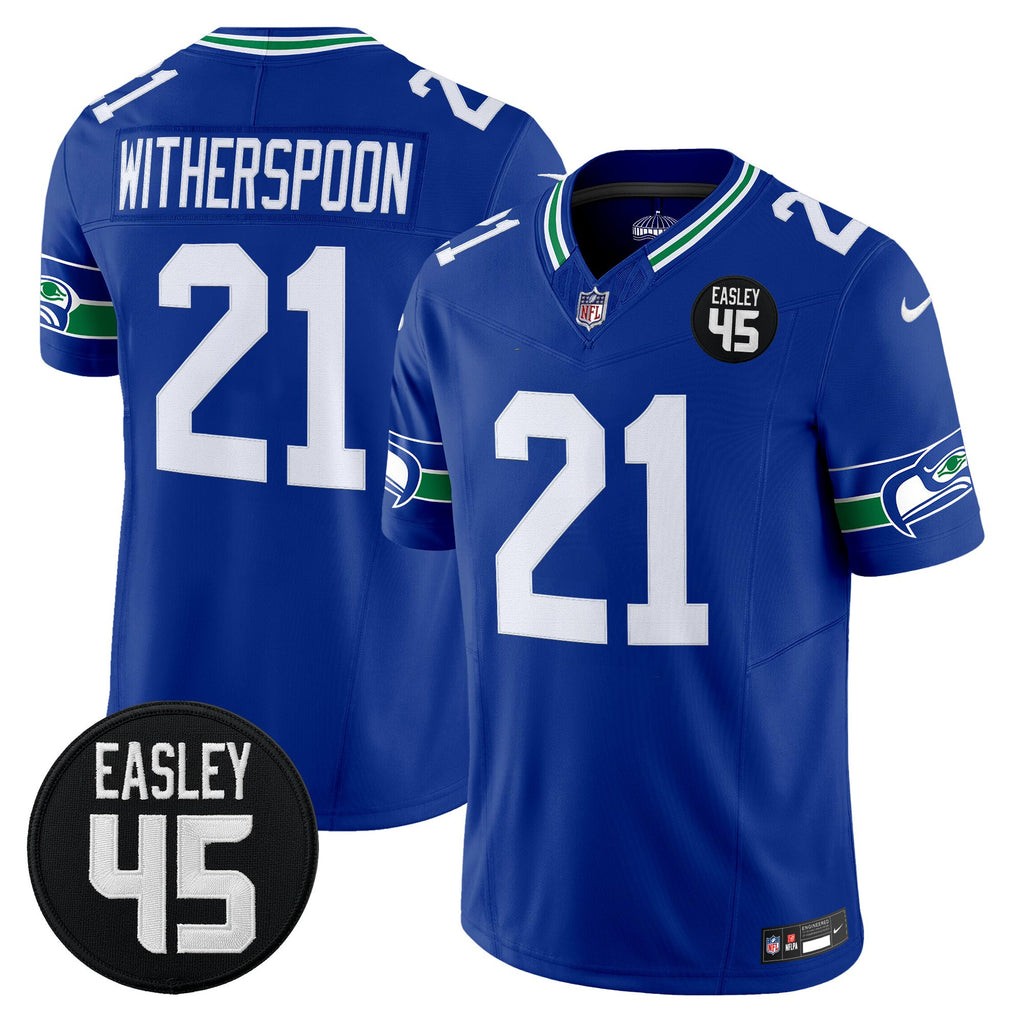Men's Seattle Seahawks #45 Kenny Easley Memorial Patch Vapor Limited Jersey - All Stitched