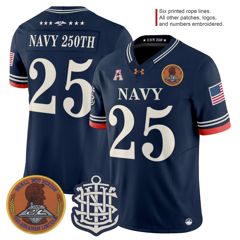Men's Navy Midshipmen 250th Anniversary Vapor Limited Jersey - Stitched