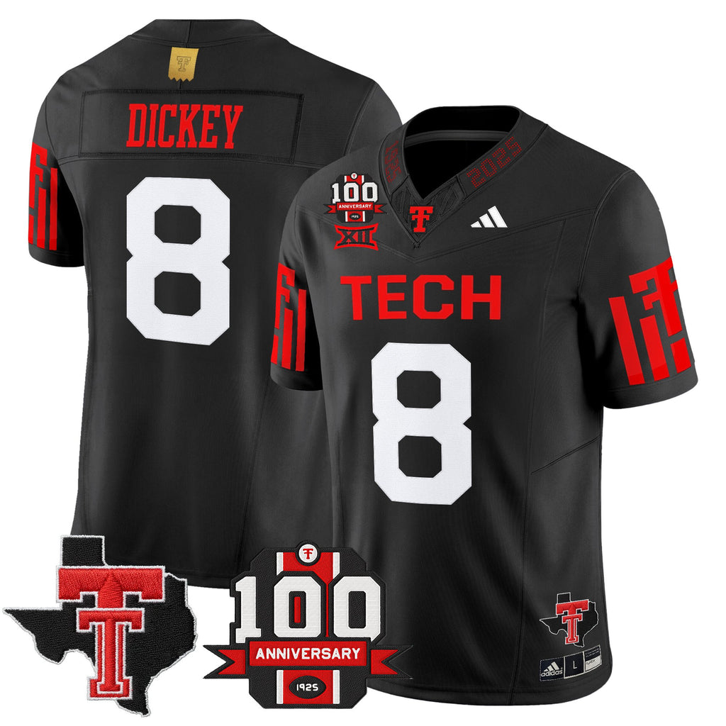 Men's Texas Tech Red Raiders 2025 Vapor Limited Jersey - 100th Anniversary & Texas Patch - All Stitched