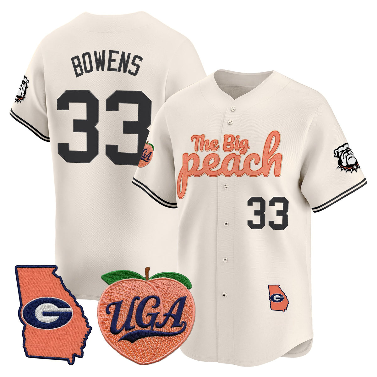 Men's Georgia Bulldogs The Big Peach Vapor Baseball Jersey - All stitched